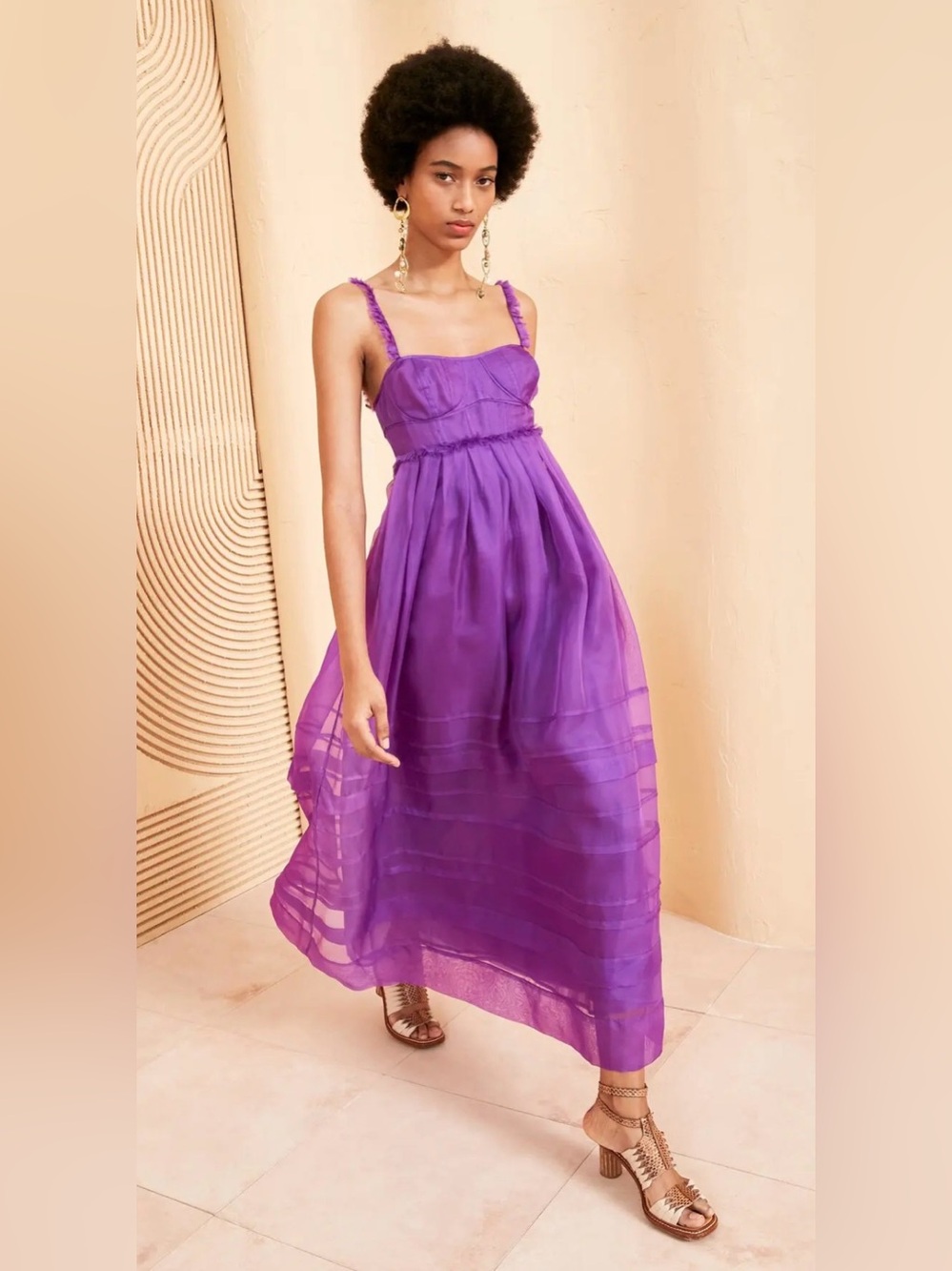 Ulla Johnson Purple Sleeveless Chiffon Midi Dress